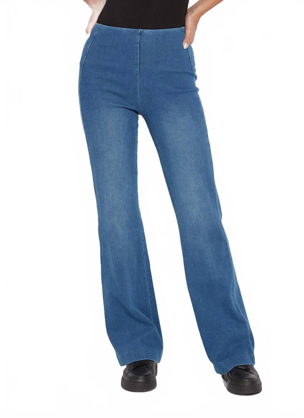 NEW LYSSE cotton blend denim trouser in mid washa